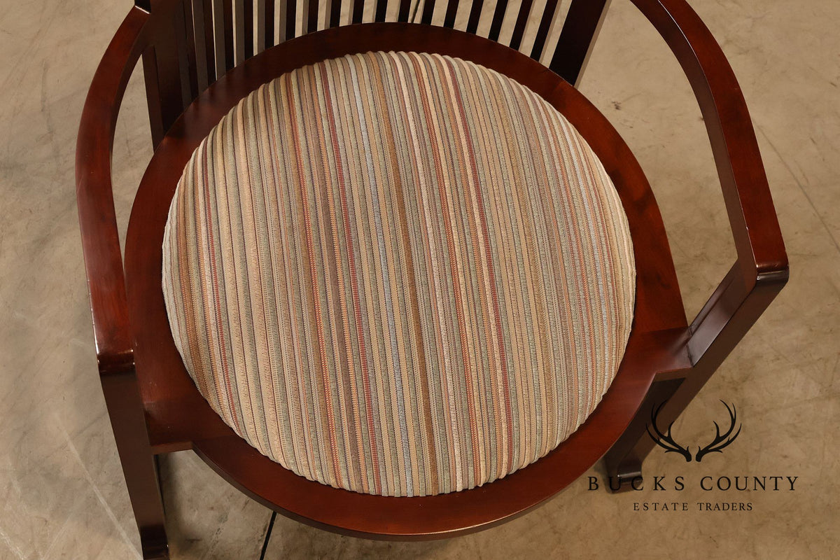 Cassina Frank Lloyd Wright Model 606 Set Of Six Cherry Barrel Dining Armchairs