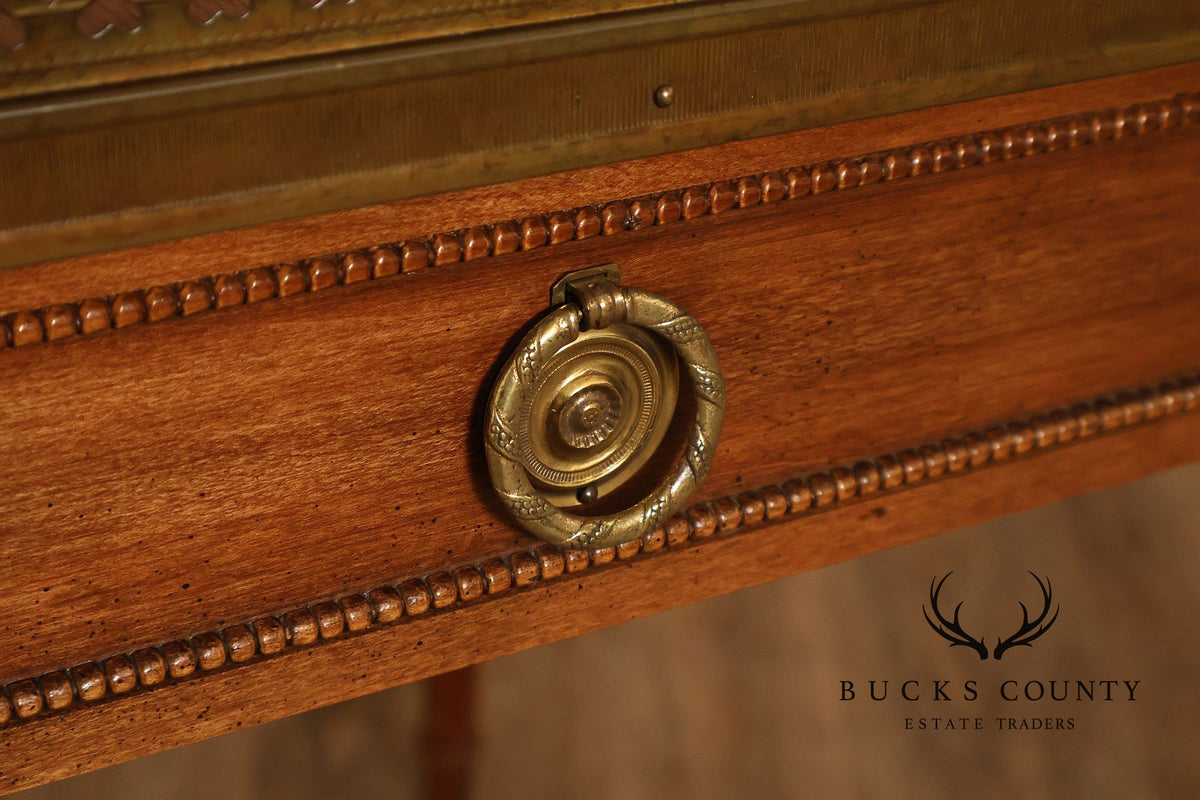 Title: Baker Furniture Louis XVI Style Mahogany Brass Gallery Side Table