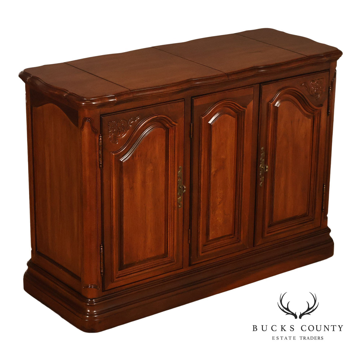 American Drew French Country Style Walnut Flip Top Server