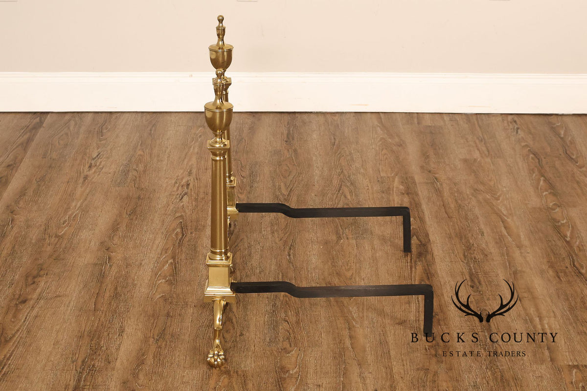 Federal Style Pair Of Brass Andirons