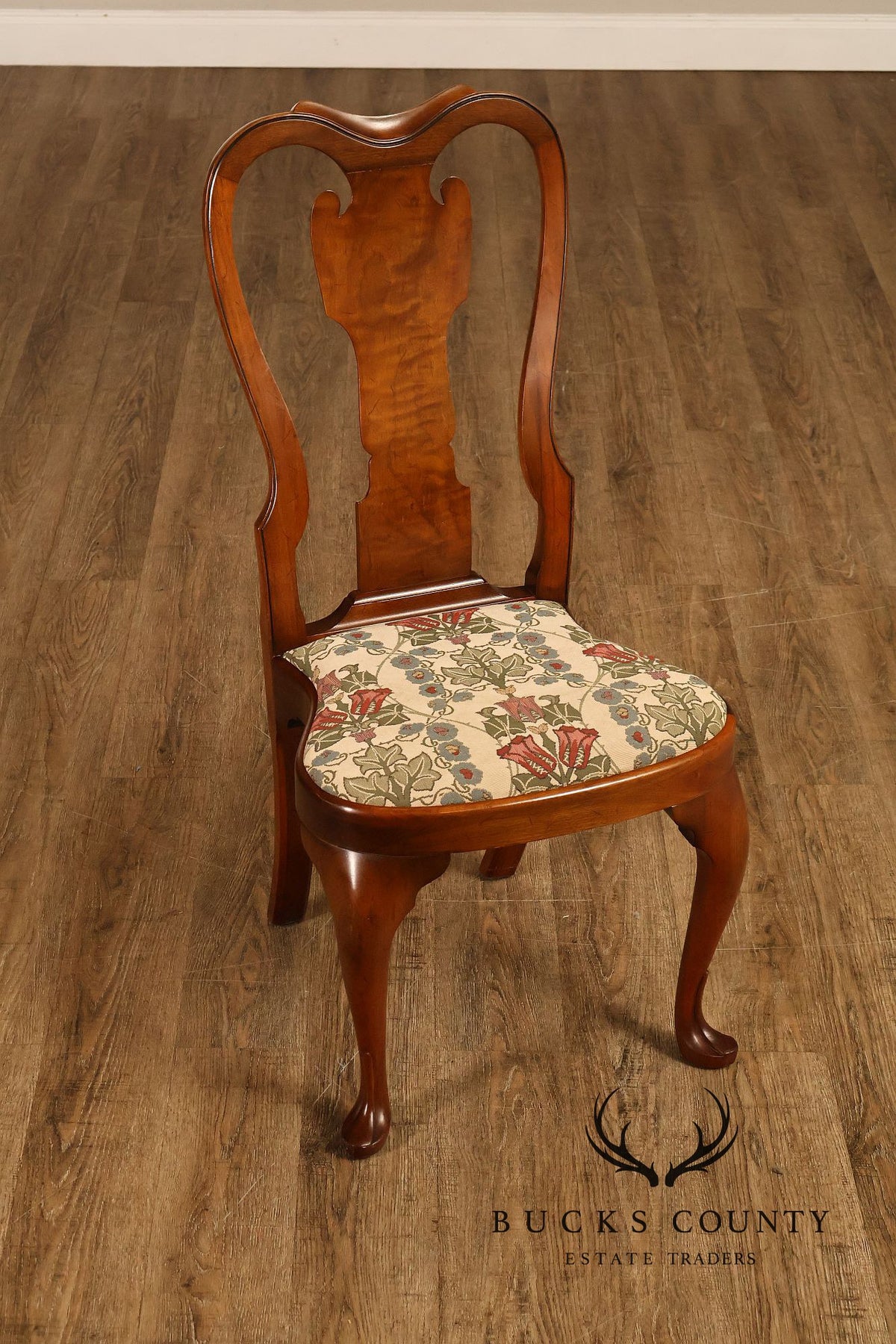 Saybolt Cleland Queen Anne Style Walnut Side Chairs, Pair