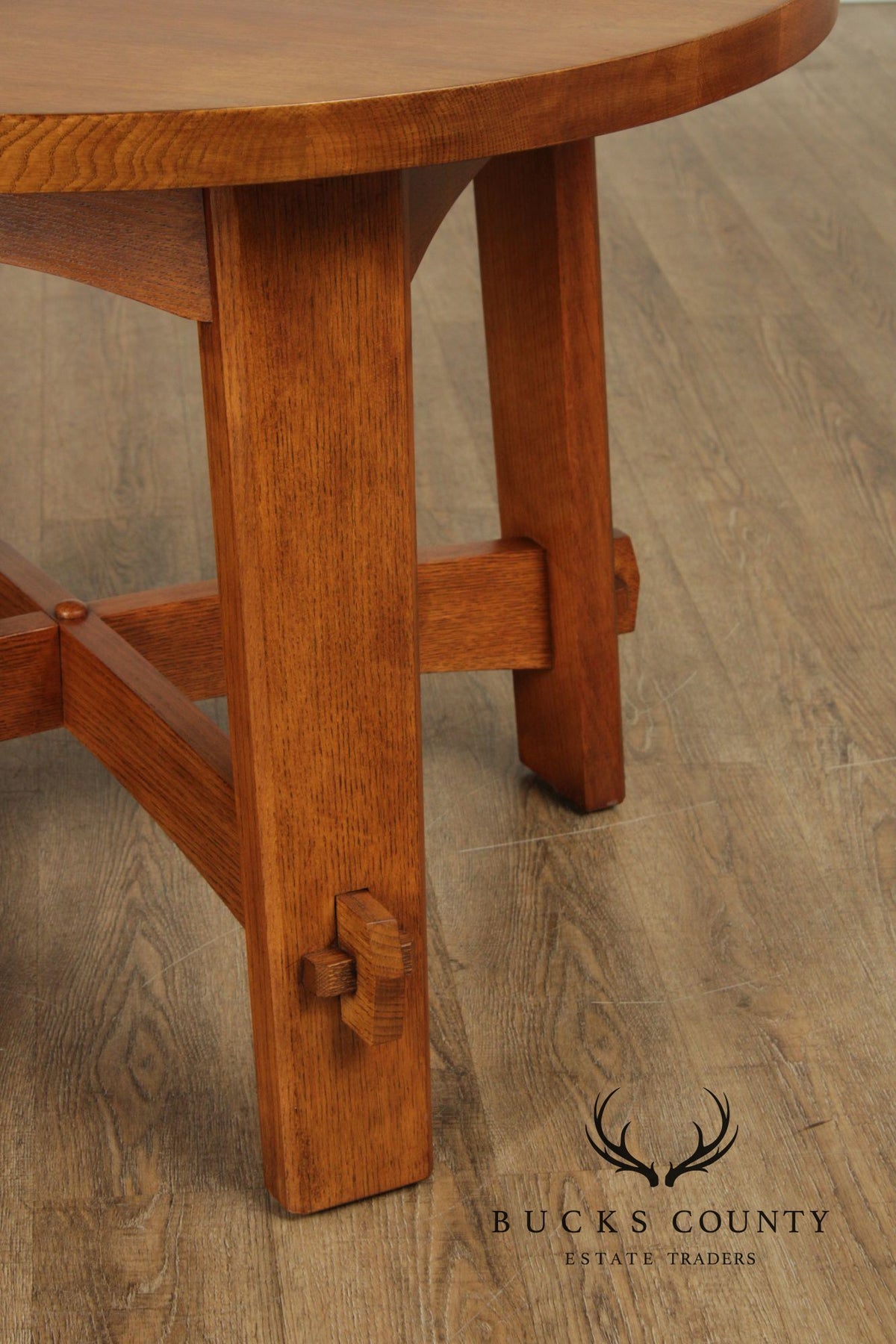 Stickley Mission Collection Round Oak Commemorative Library Table