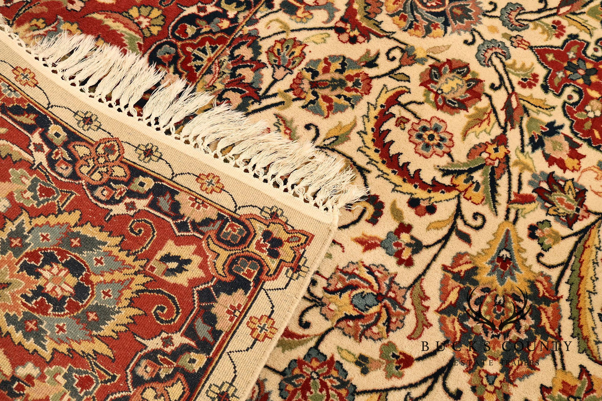 Hand Knotted Kashan Style Wool Area Rug 9x12 Floral Medallion