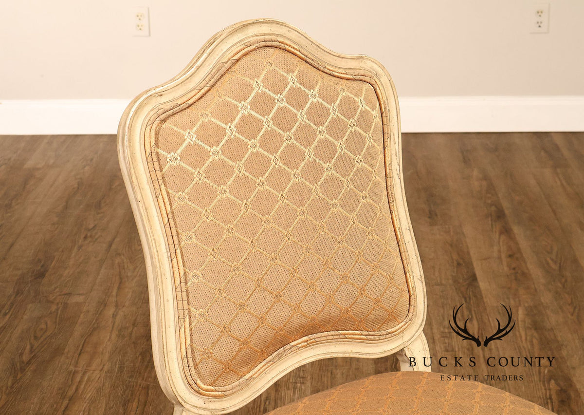 French Provincial Style Set Of Six Painted Upholstered Dining Chairs
