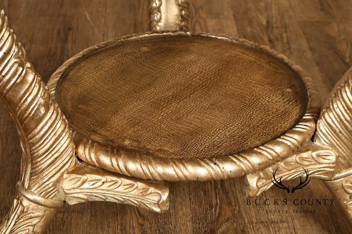 Hollywood Regency Style Pair of Gilt Side Tables