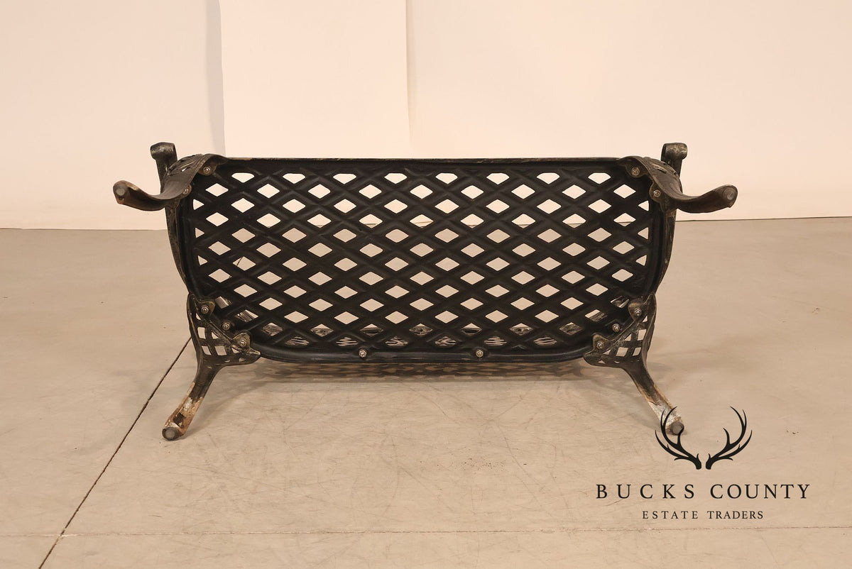 Cast Aluminum Garden Bench With Ornate Lattice Back