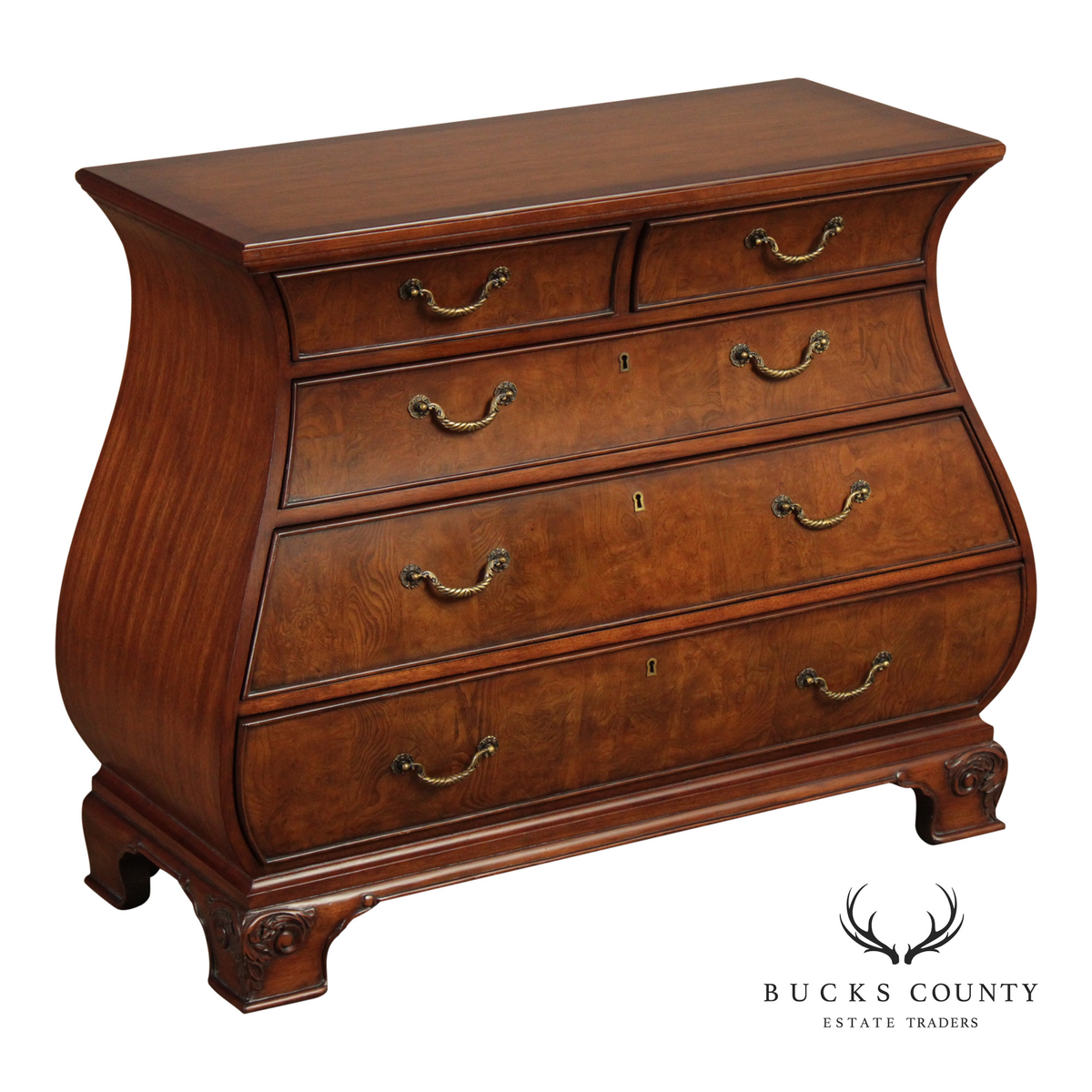 Ethan Allen Townhouse Collection Burlwood Bombe Chest