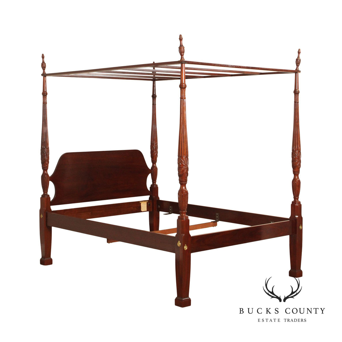 Councill Craftsmen Mahogany Rice Carved Queen Size Canopy Bed