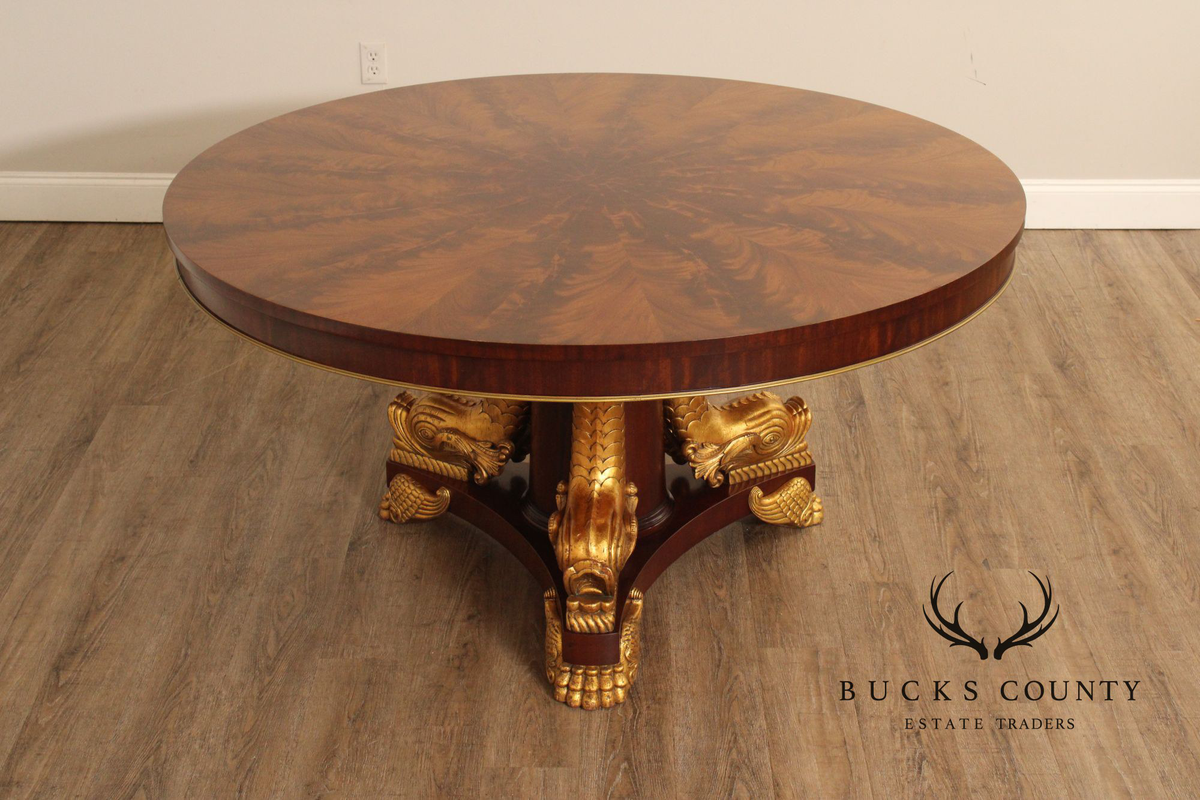 John Widdicomb Rococo Style Partial Gilt Round Mahogany Center Table