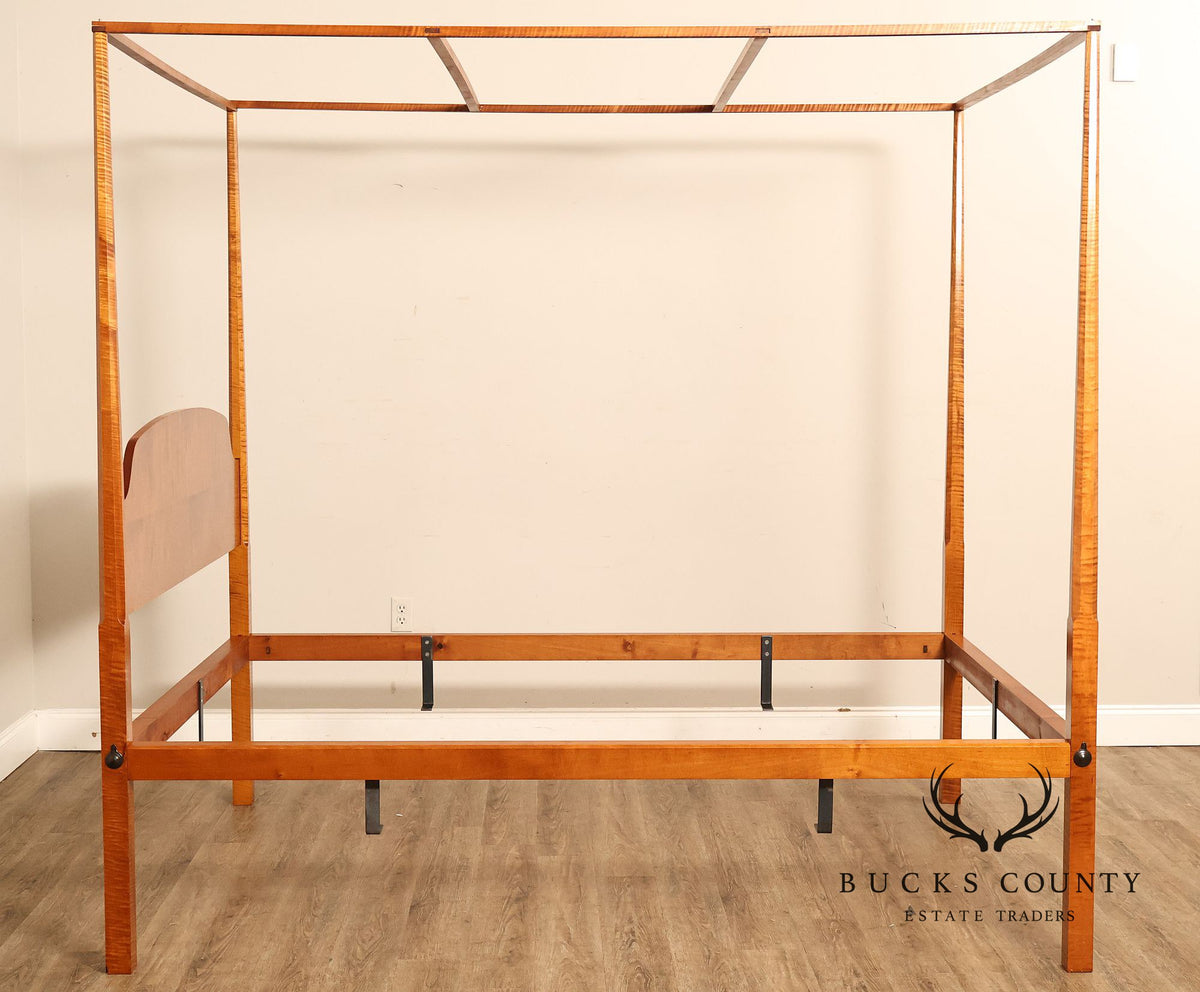 Bench Made Tiger Maple Queen Size Four Poster Canopy Bed