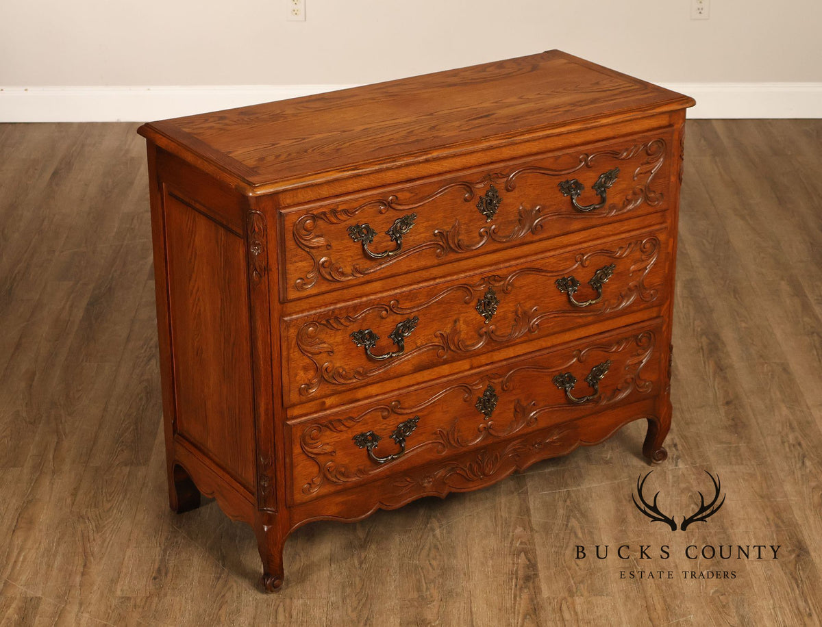 French Louis XV Style Carved Oak Chest Of Drawers