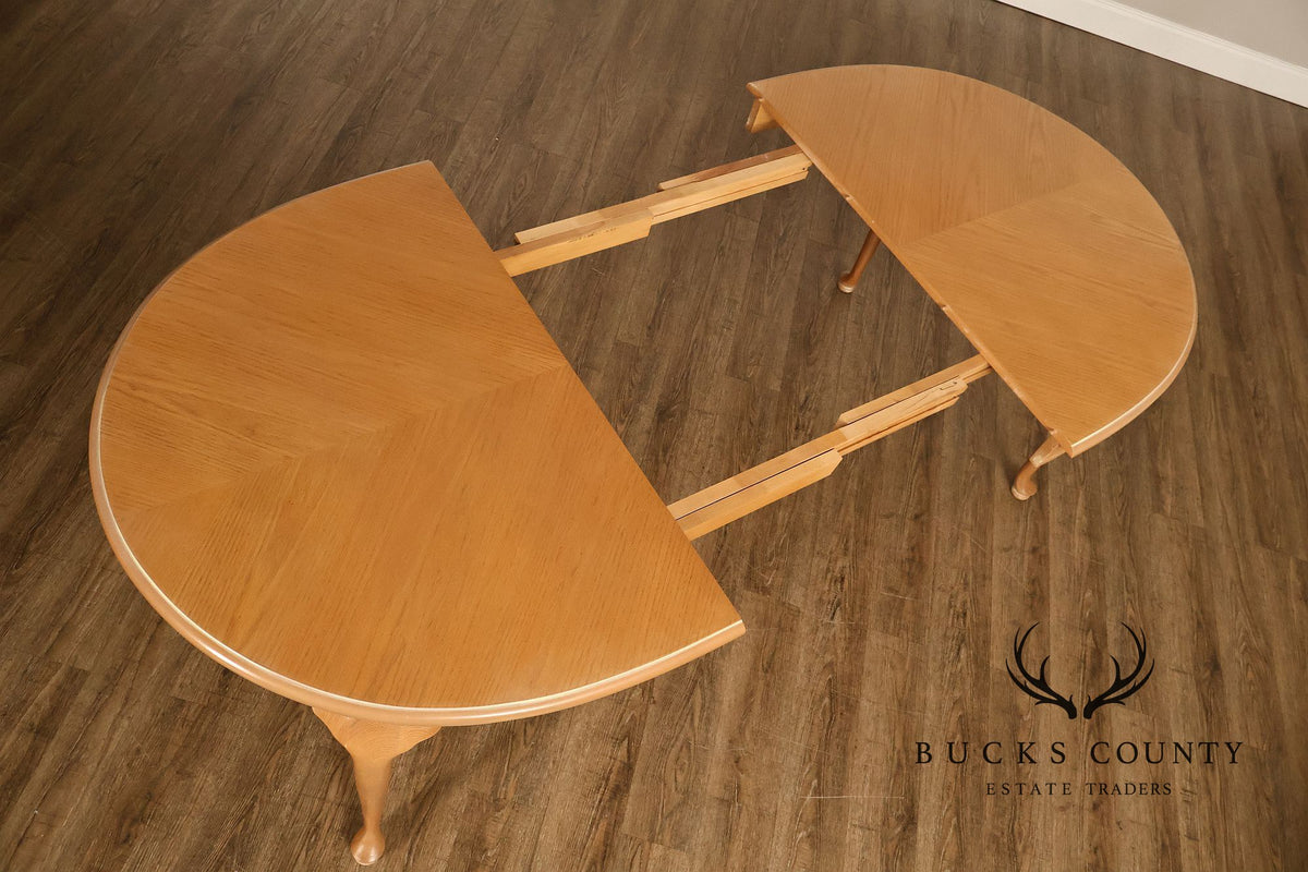 Vintage Hespeler Furniture Dining Table With Two Leaves And Six Dining Chairs