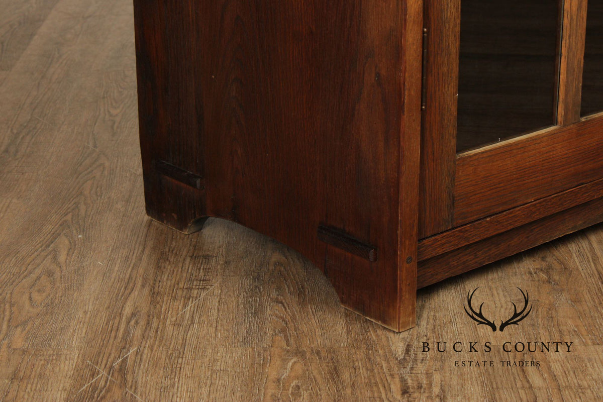 Antique Mission Oak Two Door Bookcase
