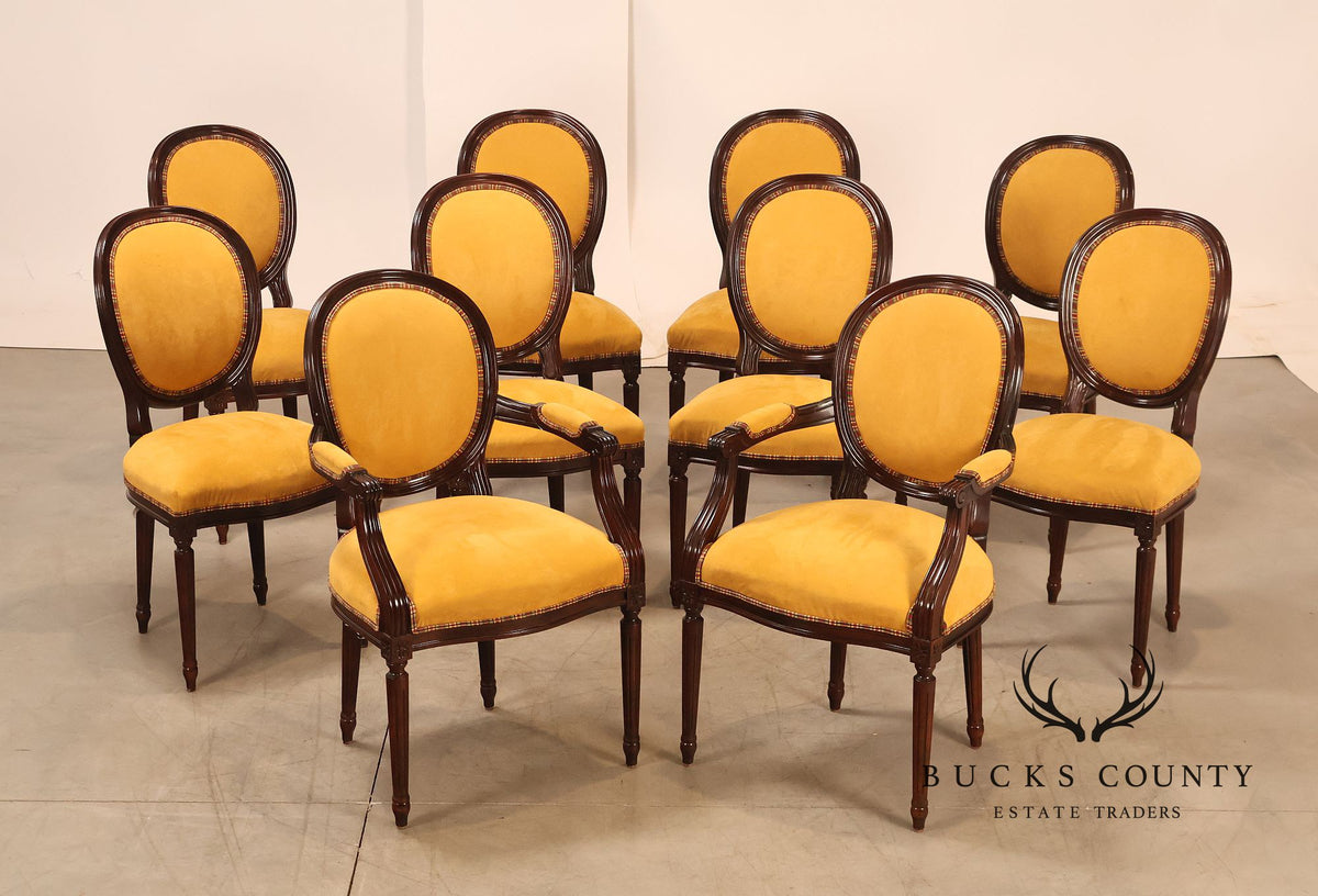 Century Furniture French Louis XVI Style Set of Ten Oval Back Dining Chairs