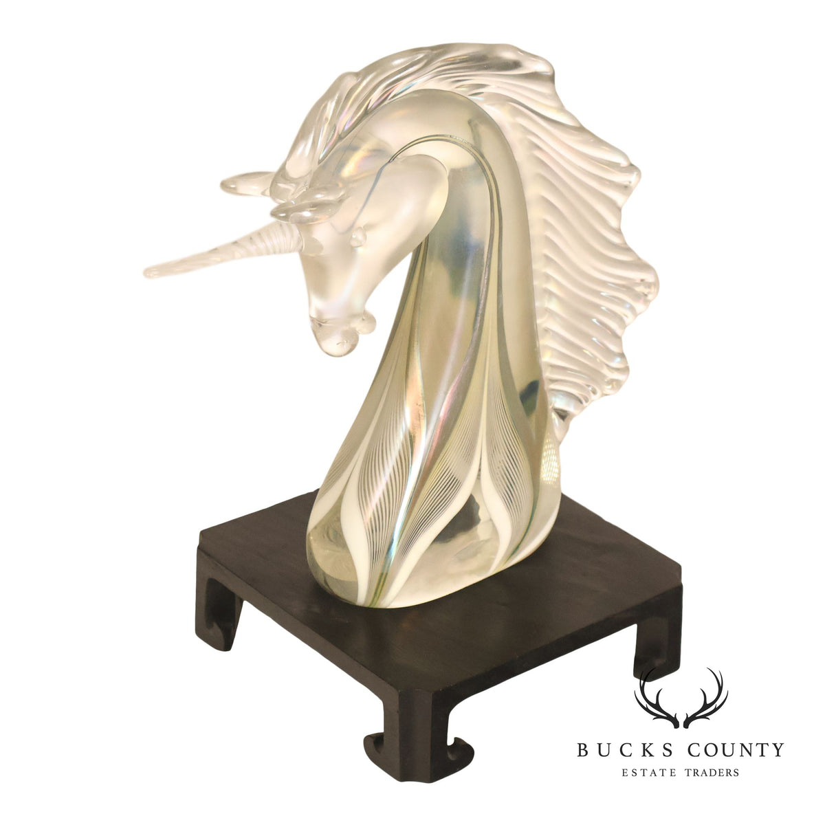 Stuart Abelman Art Glass Unicorn on Stand
