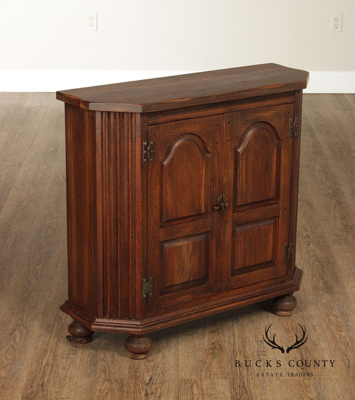 Rustic European Style Oak Console Cabinet