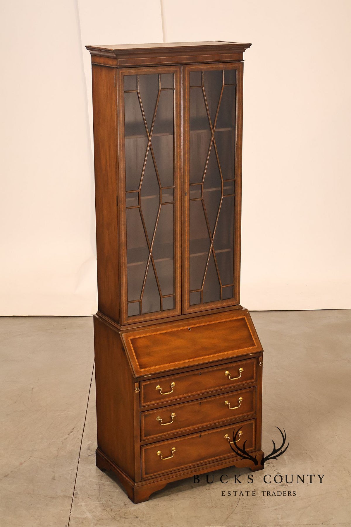 Kittinger Georgian Style Mahogany Secretary Bookcase