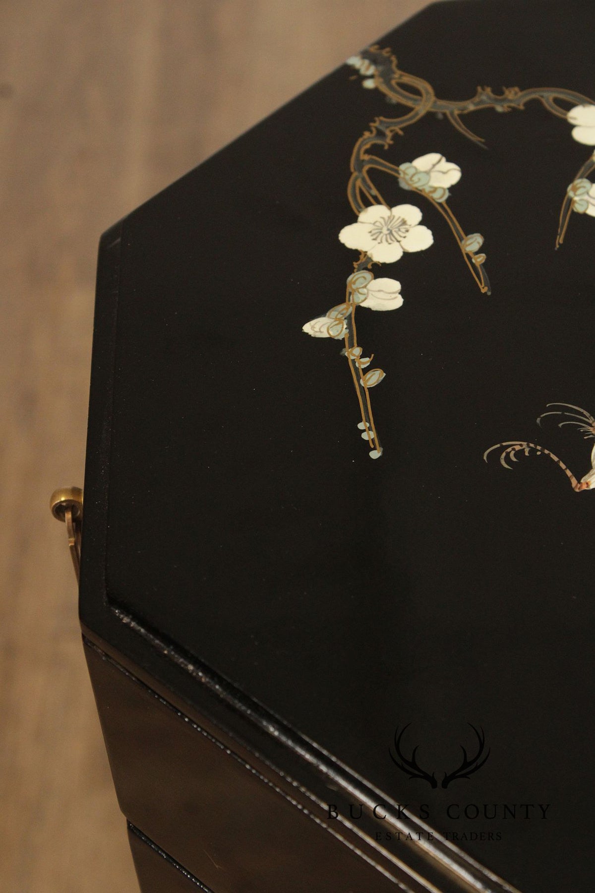 Chinoiserie Decorated Black Lacquer Jewelry Chest