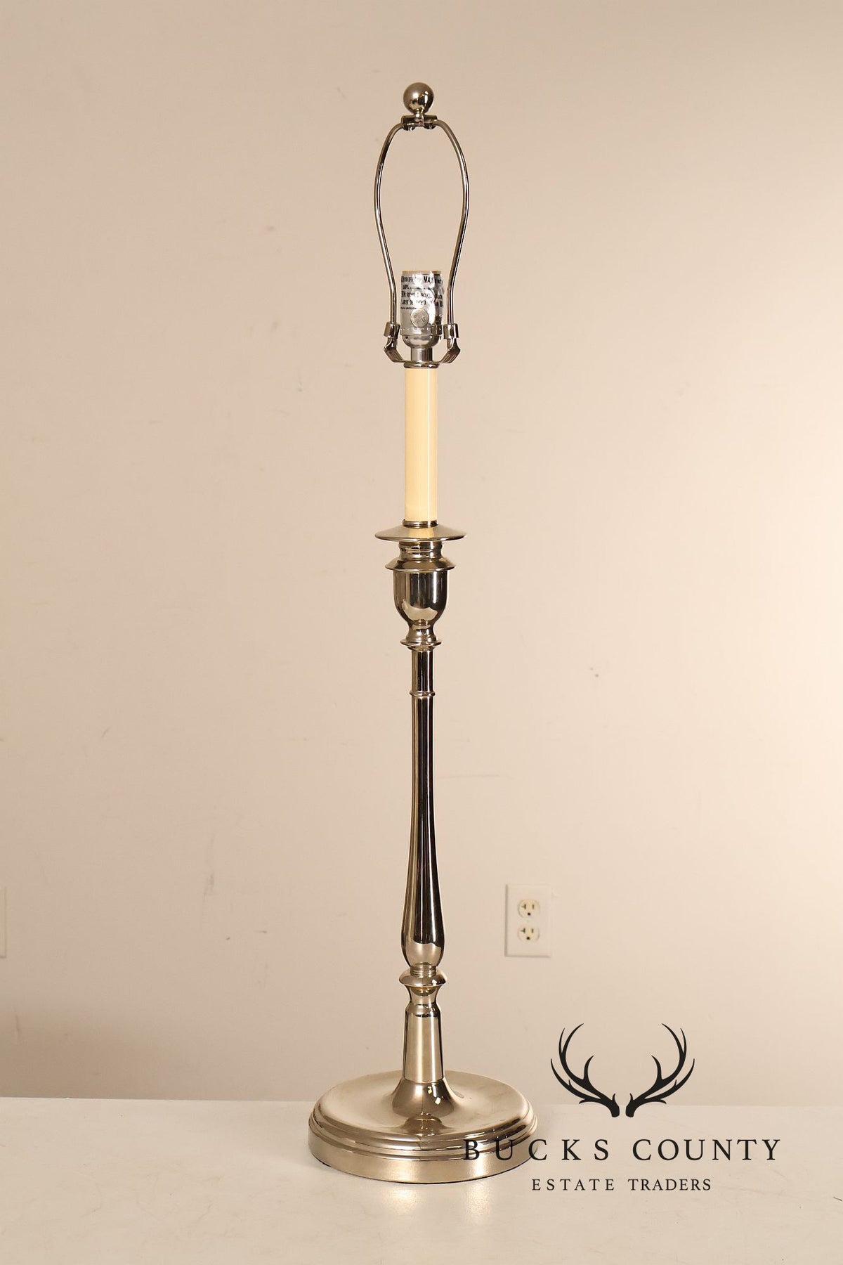 Ralph Lauren Pair of Chrome Candlestick Table Lamps