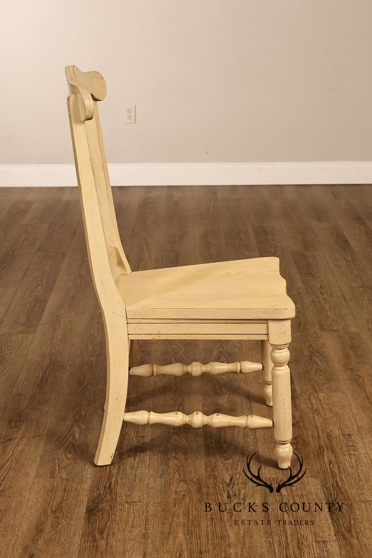 French Country Style Set Of Four Painted Oak Dining Chairs