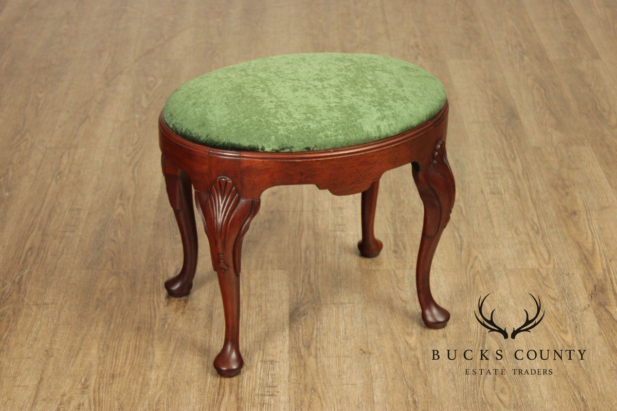 Hickory Chair Georgian Styler Carved Mahogany Vanity Bench Stool