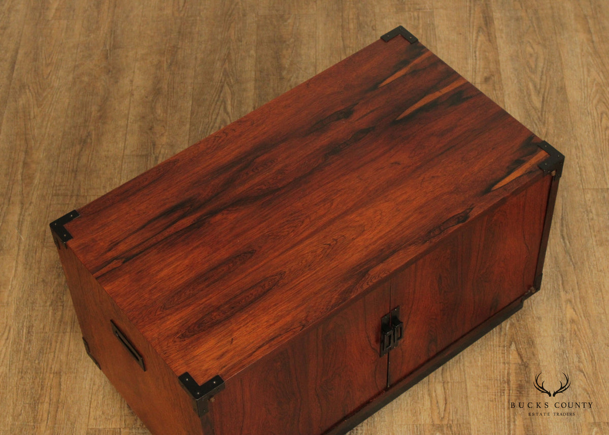 Mid Century Campaign Style Two-Door Rosewood Cabinet