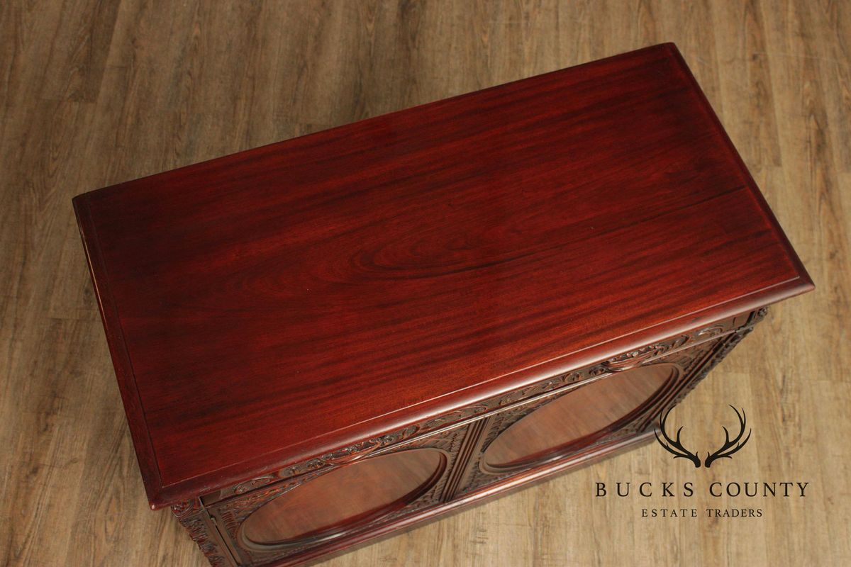 1940's Vintage Carved Mahogany Server Cabinet