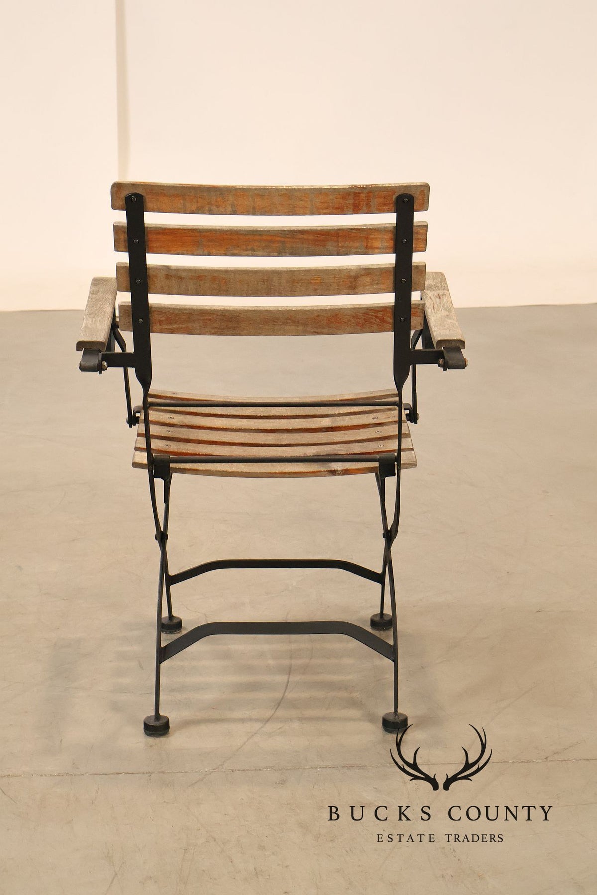 French Style Teak and Wrought Iron Five-Piece Bistro Set