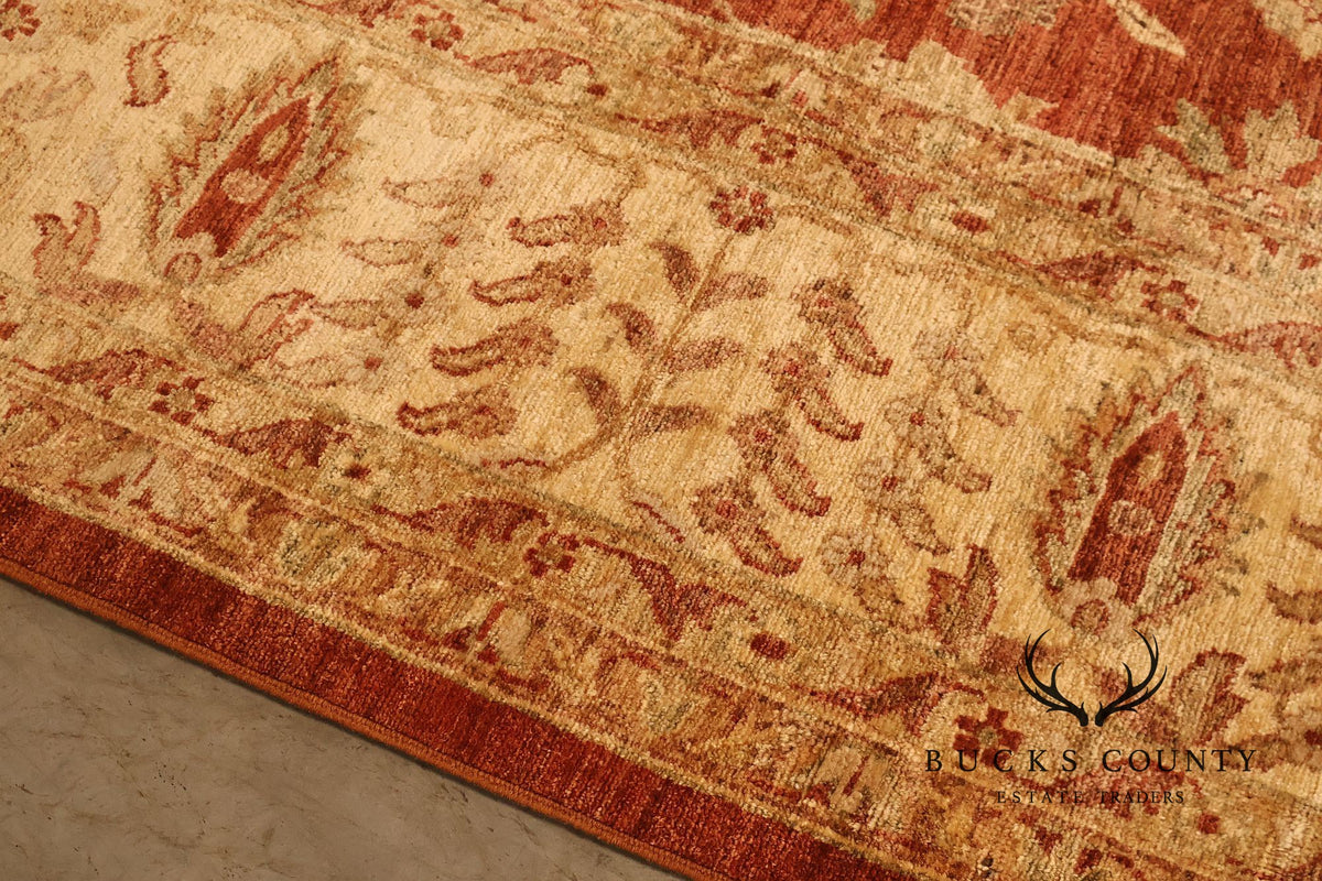 9' x 14' Traditional Oriental Style Rust And Cream Floral Area Rug