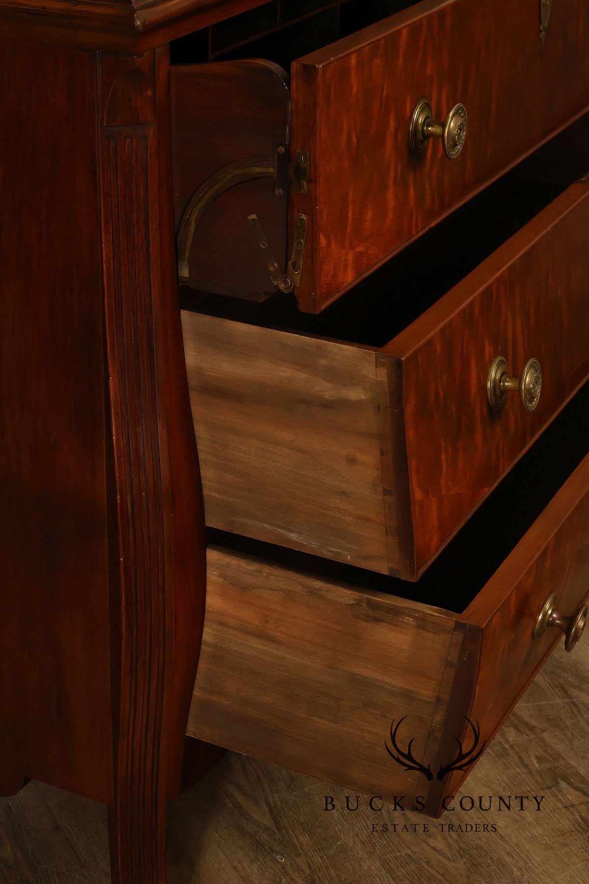 Federal Style Mahogany Secretary Bookcase With Drop Front Desk