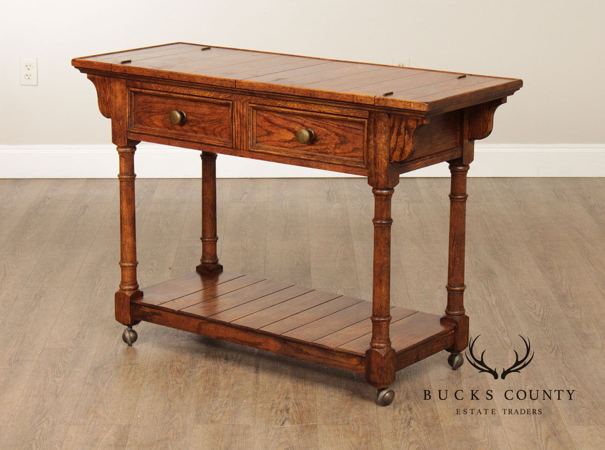 Century Furniture Vintage Oak Flip-Top Server Trolley