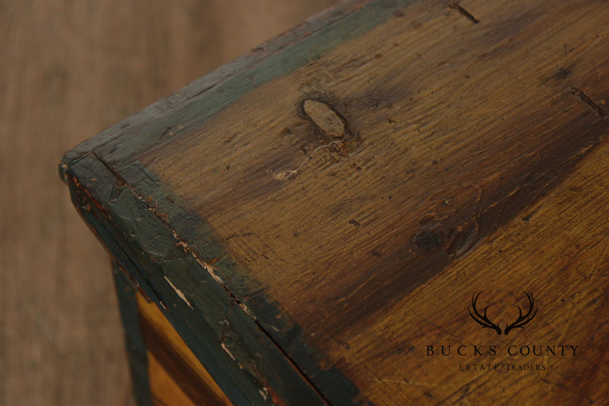 Antique Dome Top Grain Painted Pine Blanket Chest