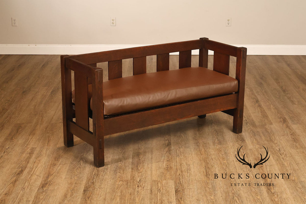 Gustav Stickley Antique  Mission Oak Hall Settle Model 205