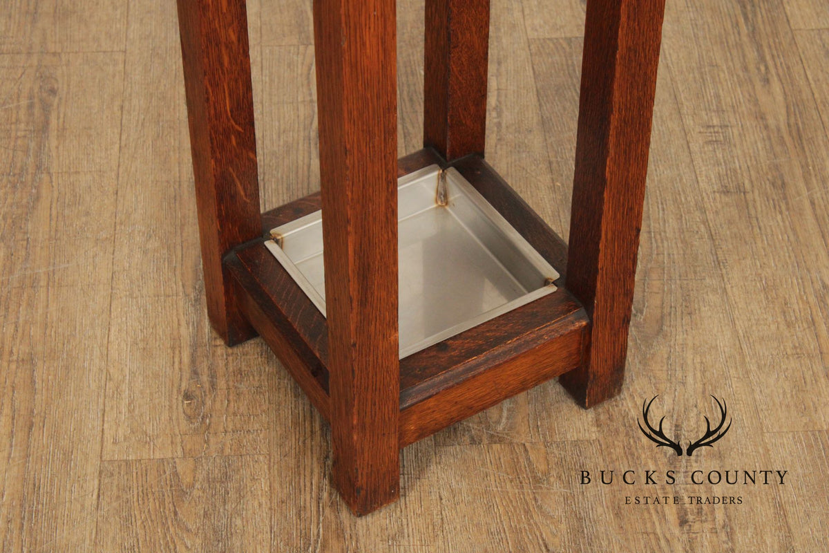 Antique Mission Oak Arts & Crafts Oak Umbrella Stand