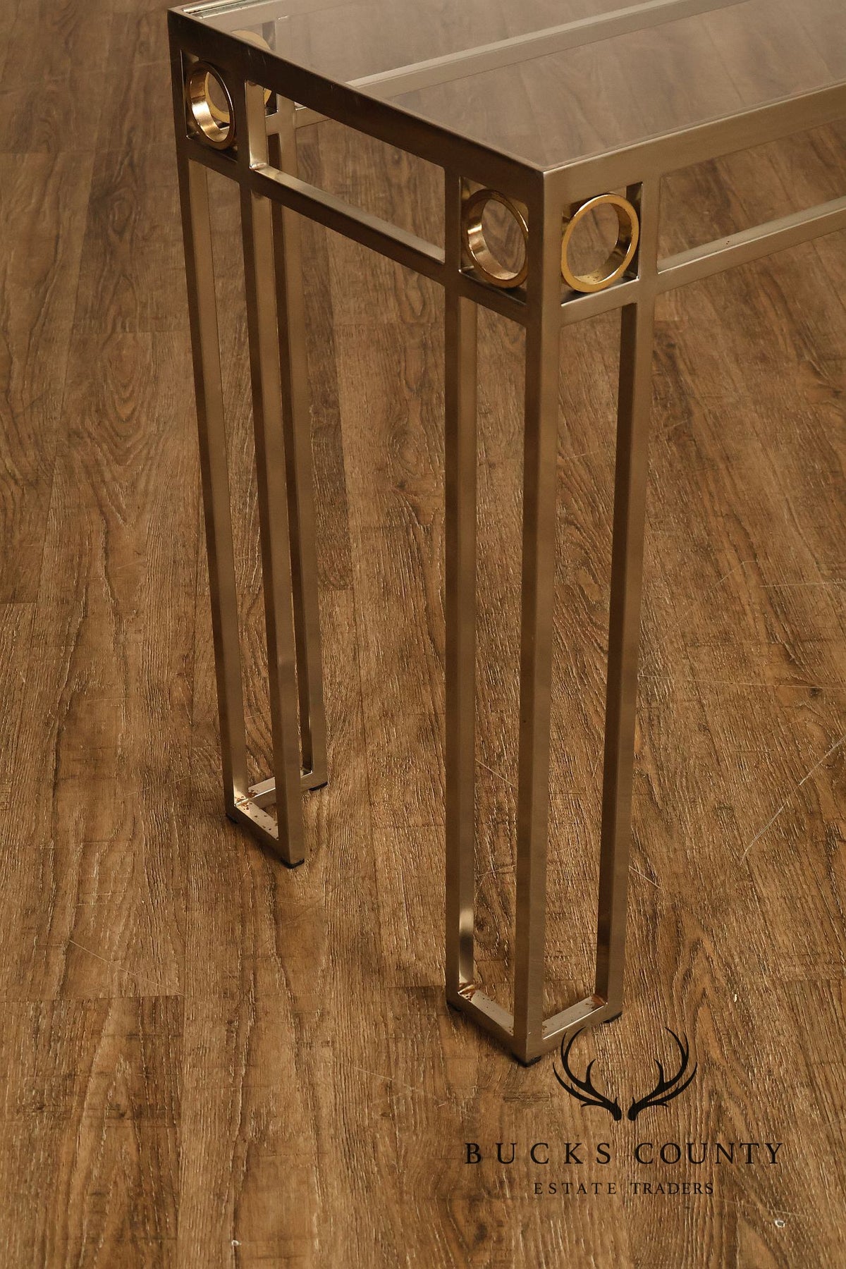Modern Art Deco Style Glass Top Console Table