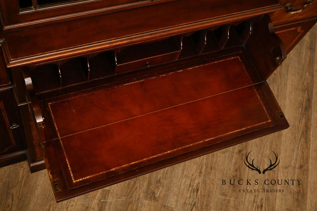 Georgian Style Mahogany Breakfront China Cabinet With Secretary Desk