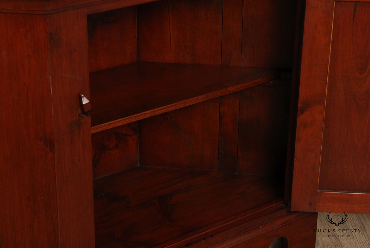 Custom Quality Early American Style Pine Corner Cabinet
