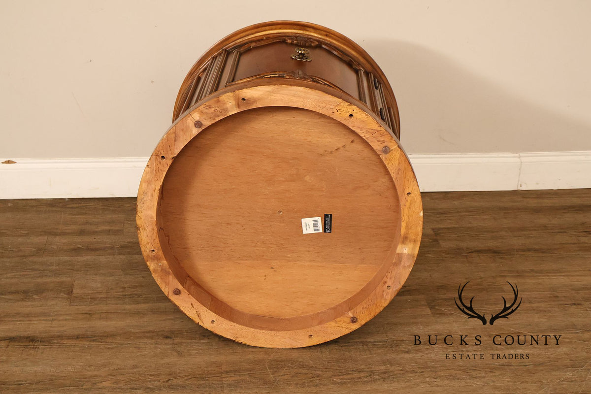 Bernhardt French Regency Style Marble Top Round Cabinet Drum Table