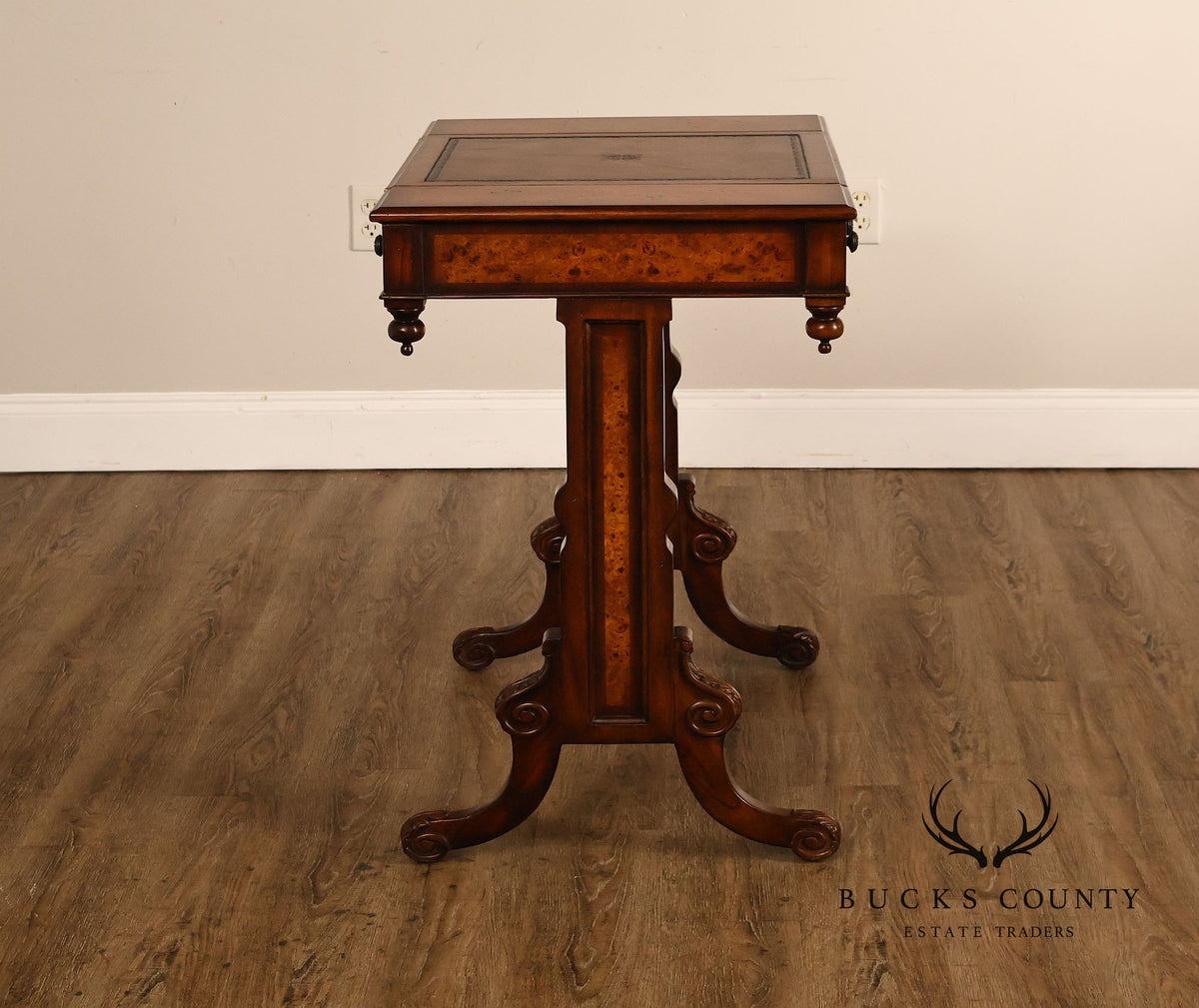 Theodore Alexander Mahogany Burl Wood Game Table