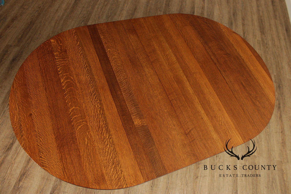 Stickley Mission Collection Round Oak Expandable Dining Table