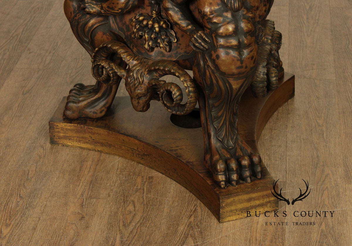 Antique Neoclassical Pair Of Mythological Figural Table Bases In Bronze