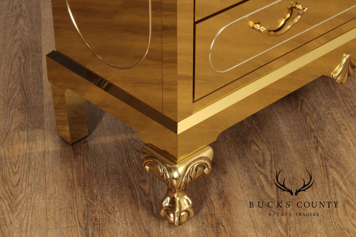 Harden Hollywood Regency Marble Top Brass Chest of Drawers