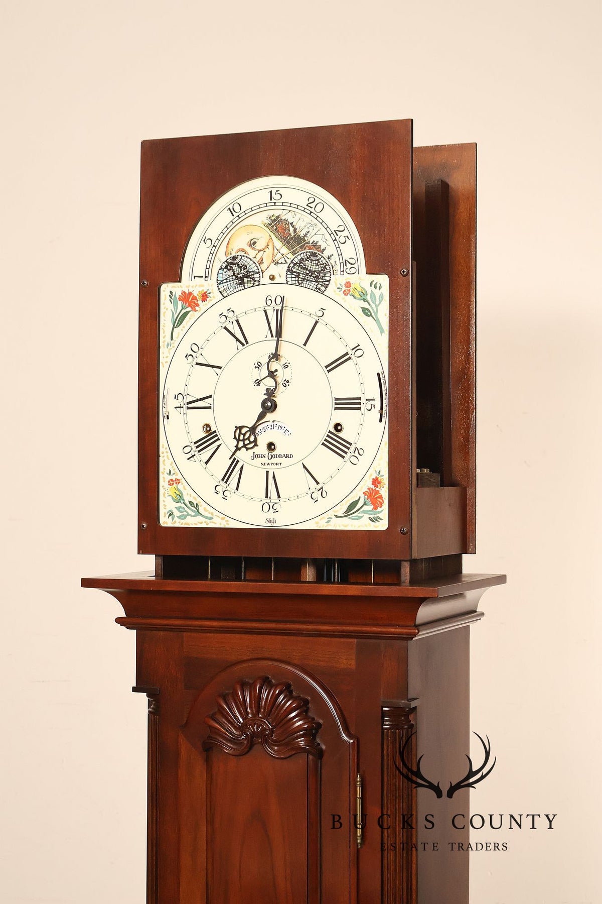 Sligh John Goddard Cherry Newport Tall Cased Grandfather Clock