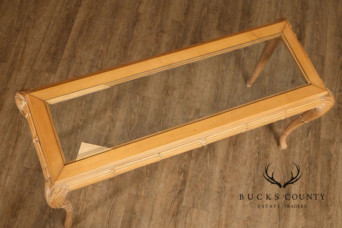 Hollywood Regency Narrow Glass Top Sofa Table