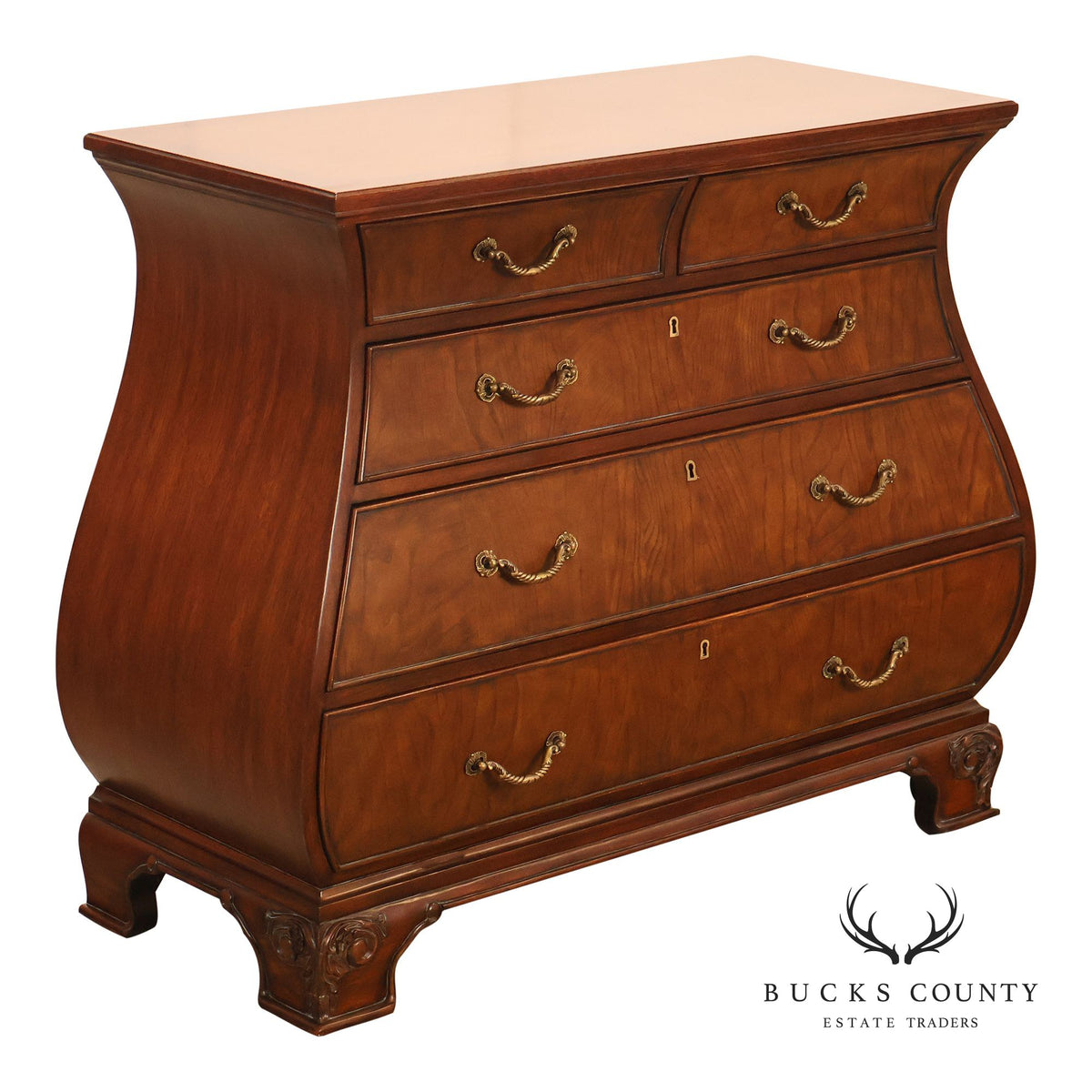 Ethan Allen Townhouse Collection Burlwood Bombe Chest