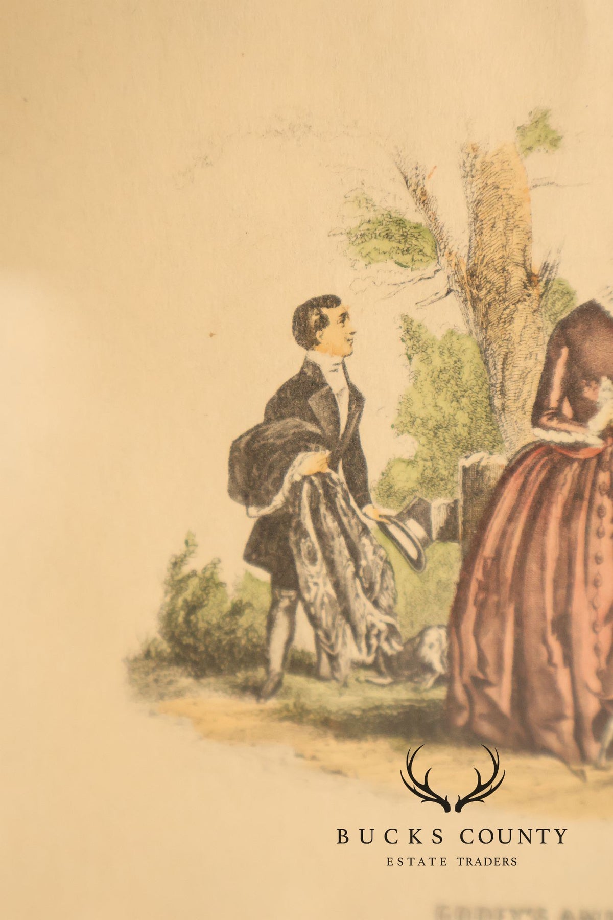 Antique Framed Print, 'Godey's Americanized Paris Fashions, 1847'
