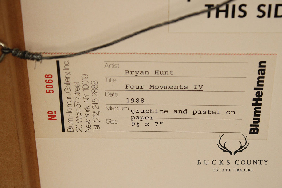 Bryan Hunt Abstract Graphite on Paper, 'Four Movements IV'