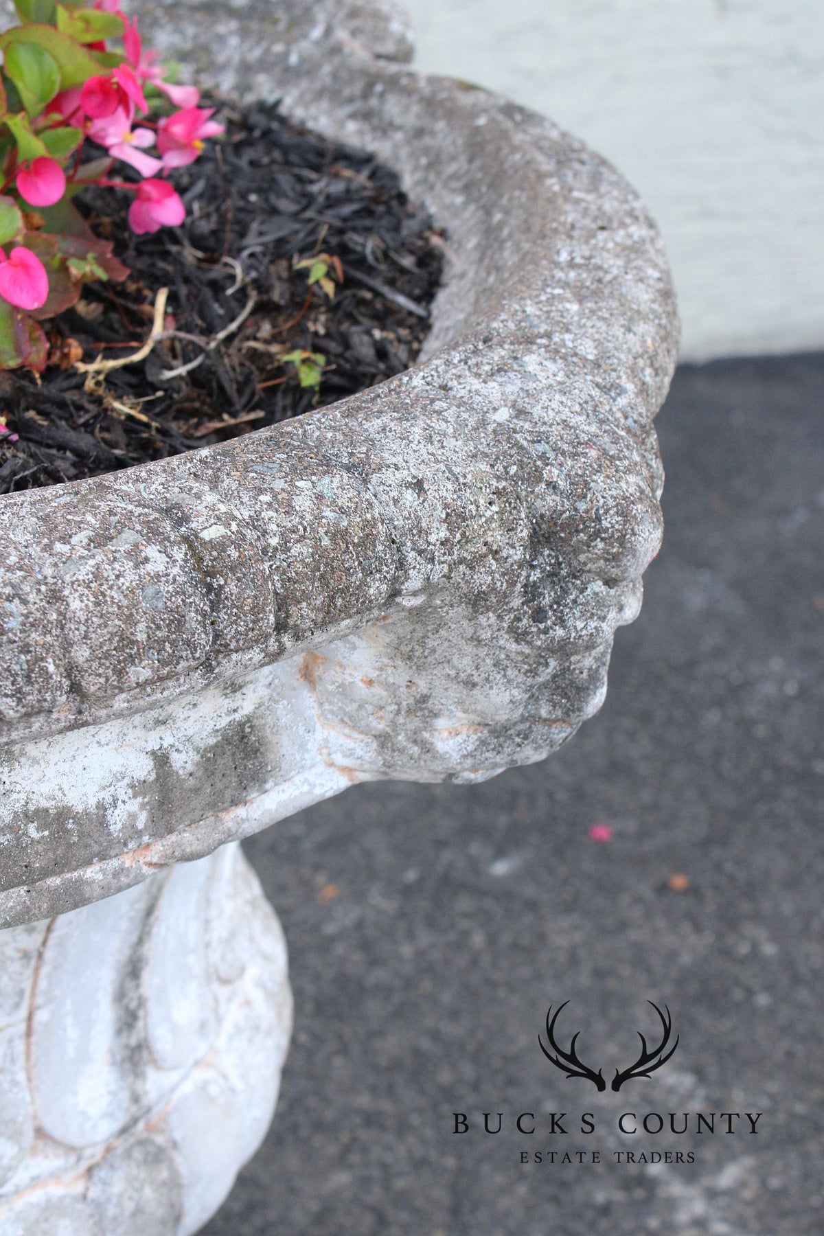 Classical Style Pair of Cast Stone Garden Urns
