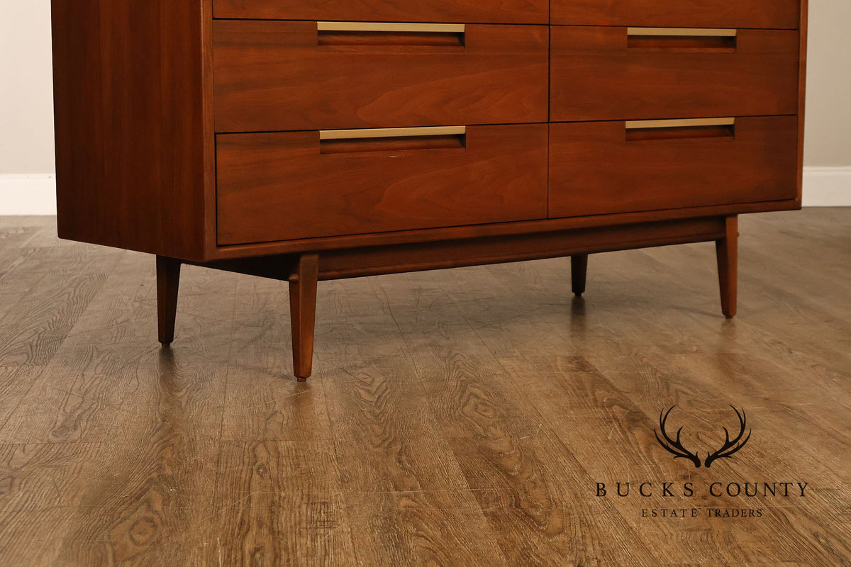 Mid Century Modern Walnut Double Dresser