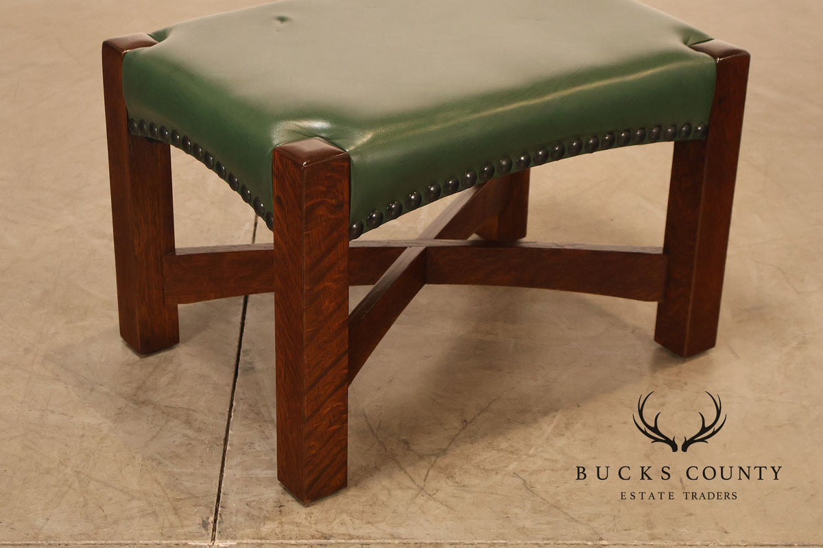 Stickley Mission Collection Oak and Leather Eastwood Footstool